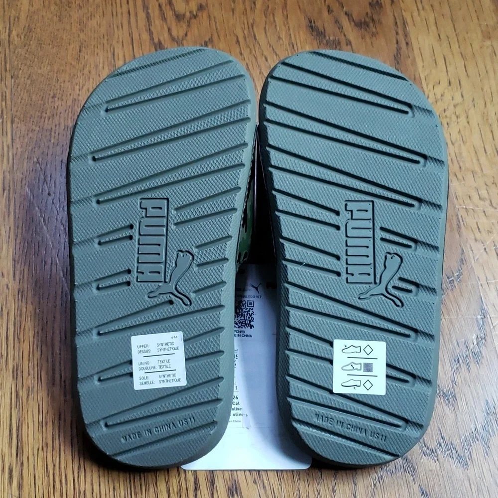 NWT Cool Cat Camo Slide Sandal Green Camouflage Kids Size 11